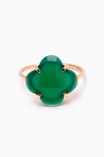 Victoria Clover Green Agate Ring in 18kt Gold