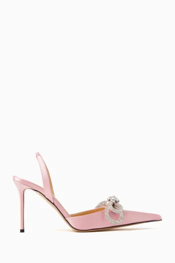 Double Bow 95 Slingback Pumps in Satin