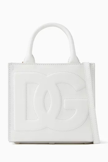 Mini Daily Logo Tote Bag in Leather