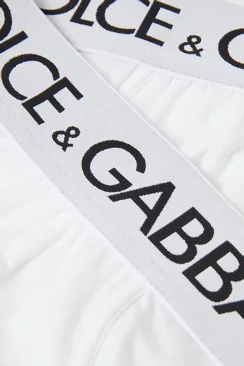 Logo Print Briefs in Cotton Stretch, Set of 2