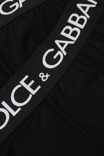 Logo Print Boxers in Cotton Stretch, Set of 2