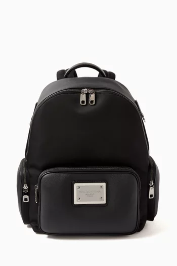Backpack in Nylon & Grainy Leather