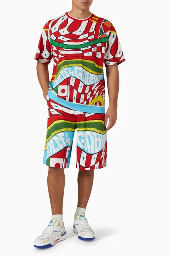 Carretto Print Shorts in Cotton Jersey