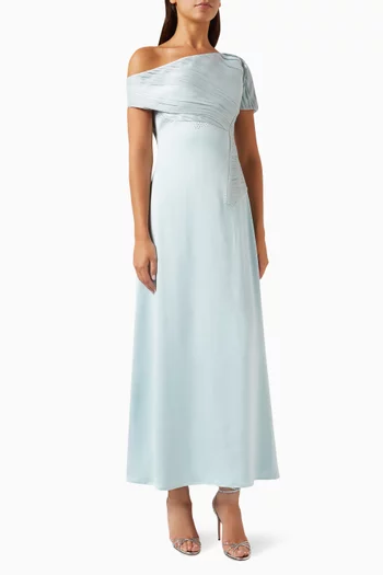 One-shoulder Embellished Maxi Dress in Stretch-satin & Organza