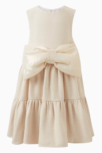 Gwen Bow-applique Dress in Cotton
