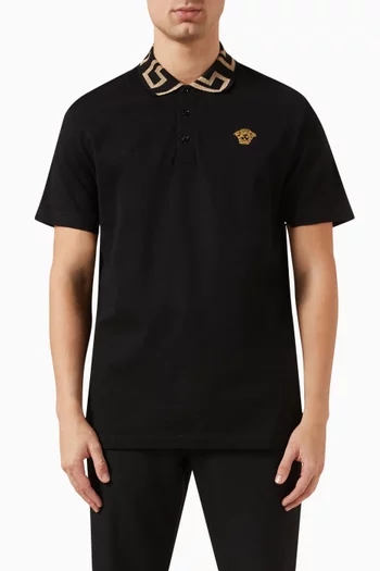 Greca Polo Shirt in Cotton