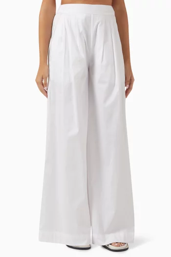 Harper Wide-leg Pleated Pants in Stretch-poplin