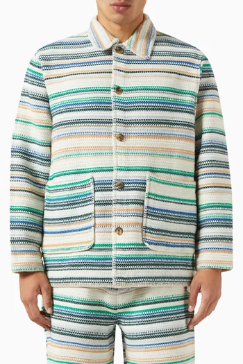 Woven Stripe Coaches Jacket in Cotton