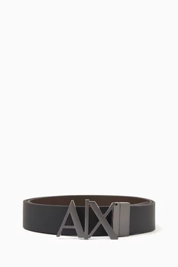 AX Logo Buckle Belt in Leather