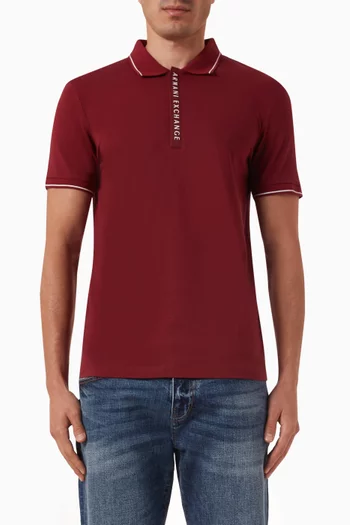 Buy Armani Exchange Red Half zip Logo Polo Shirt in Stretch Cotton Jersey For Men Online Ounass Bahrain