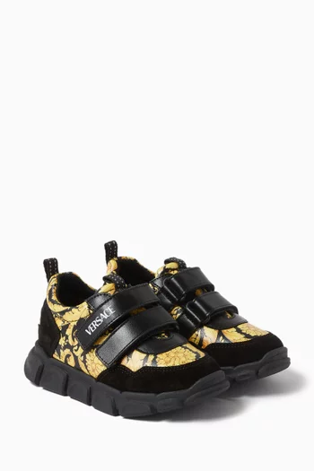 Barocco Print Low-top Sneakers in Leather