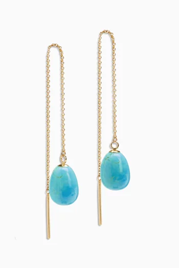 Turquoise Threader Earrings in 18kt Gold