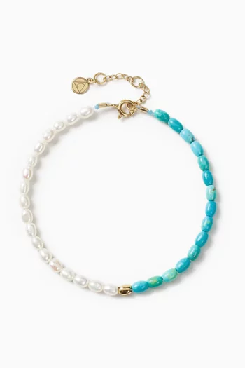 Mother of Pearl & Turquoise Bracelet in 18kt Gold