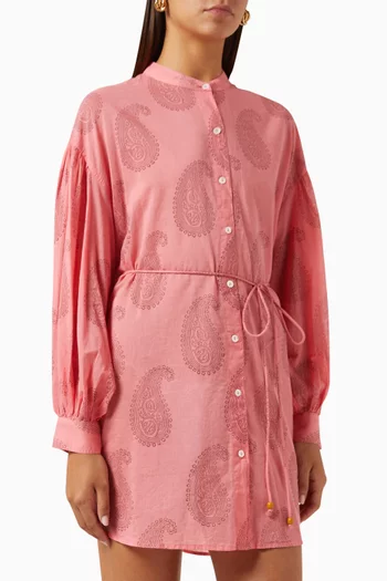 Freda Mini Shirt Dress in Cotton-voile