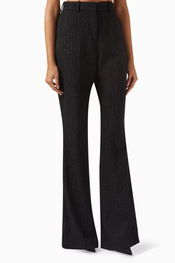 Lurex Striped Straight Pants in Wool-blend