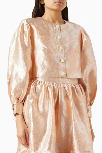 Puff-sleeve Blouse in Satin