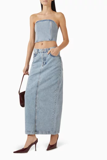 Column Maxi Skirt in Denim