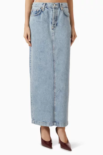 Column Maxi Skirt in Denim
