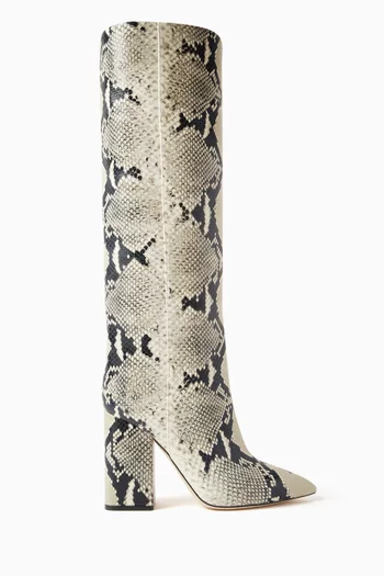 Anja 100 Knee Boots in Python-print Leather