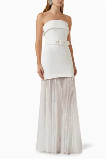 Cyndi Strapless Gown in Bonded Crepe