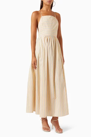 Maurel Striped Maxi Dress in Cotton-poplin