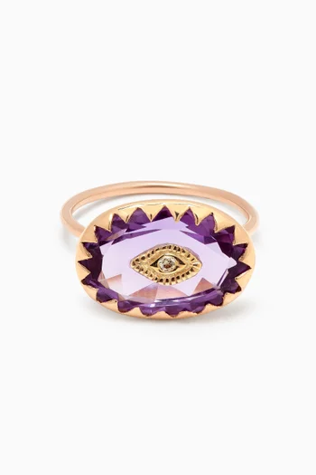 Souad Diamond & Amethyst Ring in 9kt Gold