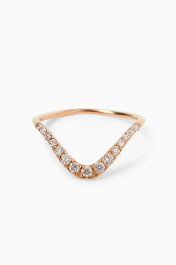 Large Wave Diamond Ring in 18kt Rose Gold