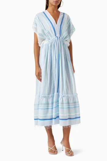 Ruki Plunge-neck Midi Dress in Cotton-blend