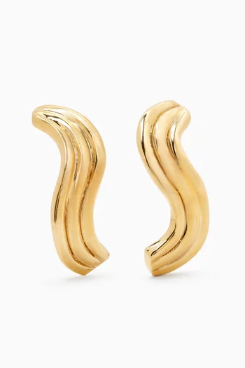 Waves Stud Earrings in Brass