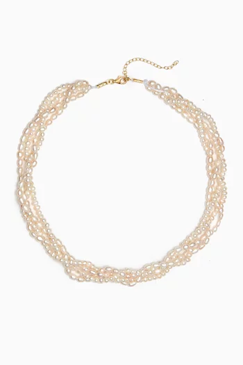 Pearl Braid Necklace in 18kt Gold-plated Silver