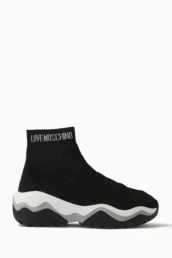 Buy Love Moschino Black Logo Sock Sneakers for Women in Bahrain