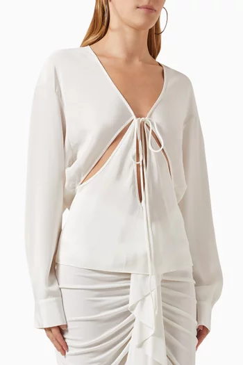 Triquetra Front-tie Shirt in Silk