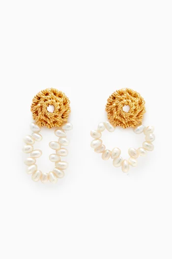Twisted Wire Stud Earrings in 18kt Gold-plated Brass