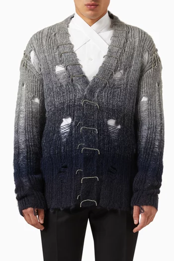 Punk Embellished Cardigan in Mohair