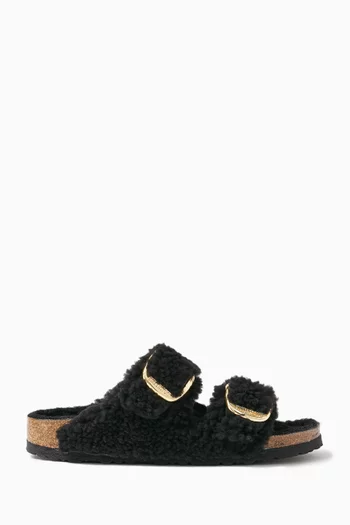Arizona Big Buckle Sandals in Shearling and Leather