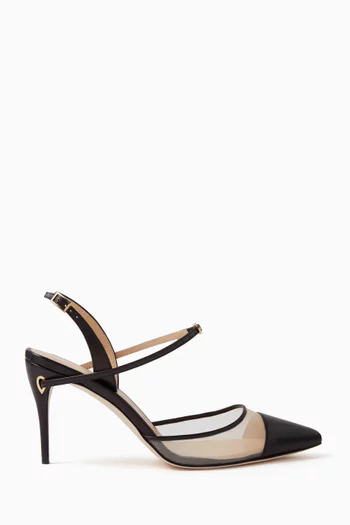 Vittorio 85 Slingback Pumps in Patent Leather & Mesh