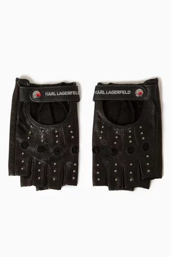 K/Signature Rock-chic Fingerless Gloves in Leather