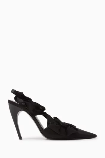 Ruffle Point Toe 100 Pumps in Satin