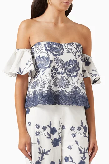Ferdinand Embroidered Off-shoulder Top in Cotton