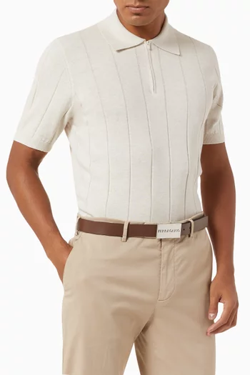 Logo Buckle Reversible Belt in Calf Leather