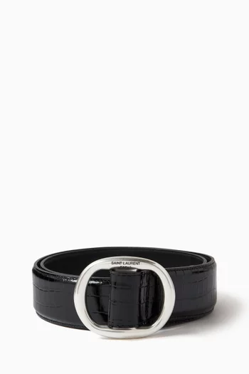 Logo Oval Buckled Belt in Leather