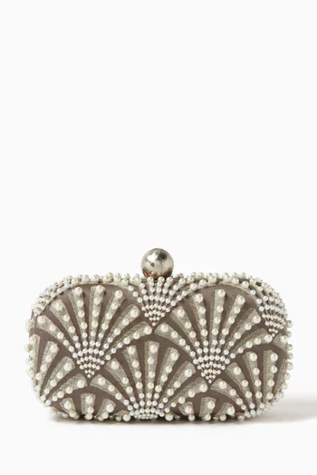 Scallops Beaded Clutch in Silk