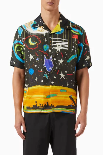 Starry Night Bowling Shirt in Silk