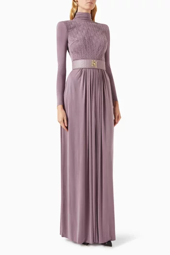 Embossed-embroidery Maxi Dress in Jersey