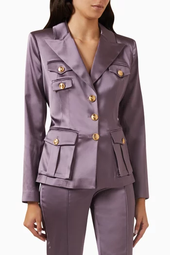 Single-breasted Jacket in Stretch Satin