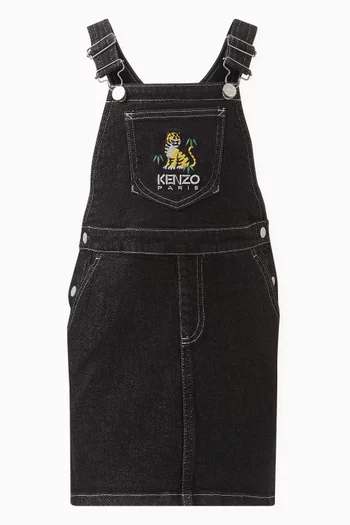 Logo Dungarees Dress in Cotton Stretch