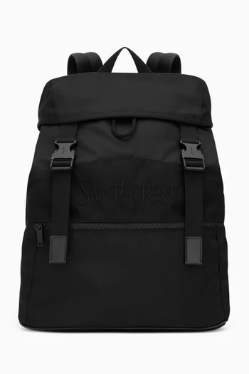 Logo-embroidered Backpack in Econyl® & Leather