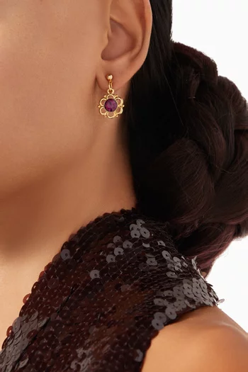 أقراط بتصميم زهرة مرصعة بجمشت صناعي من الثمانينيات مجموعة ريديسكفورد