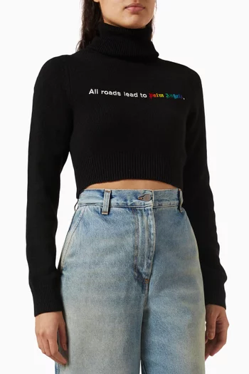 All Roads Cropped Turtleneck Sweater in Ribbed Knit