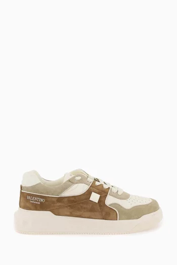 Valentino Garavani One Stud Low-top Sneakers in Split Leather & Nappa